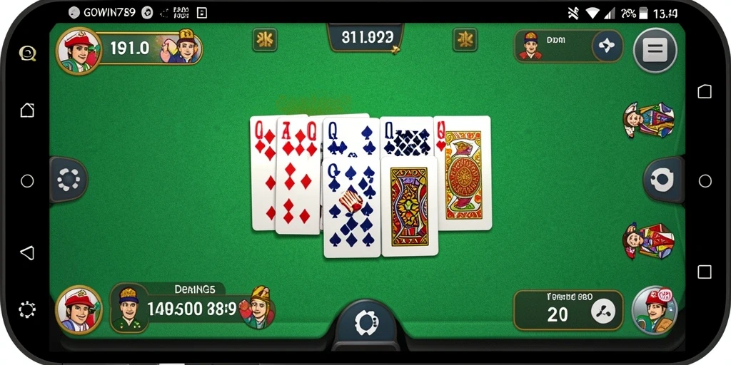 Screenshot menampilkan gameplay aktif dalam permainan Domino GOWIN789.