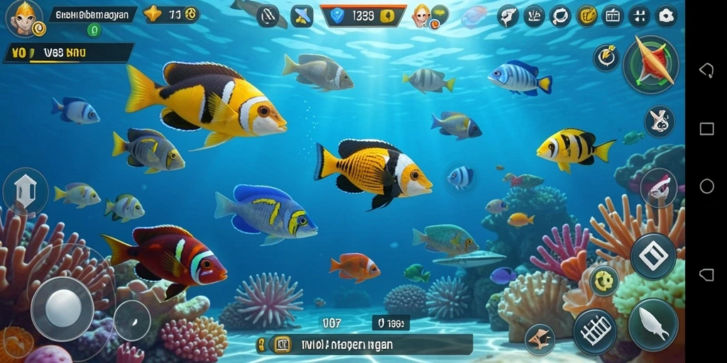 Screenshot gameplay V07 menunjukkan aksi seru menembak ikan.